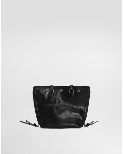 Dolce & Gabbana Black Atene Tempesta Calfskin Shopping Bag for men