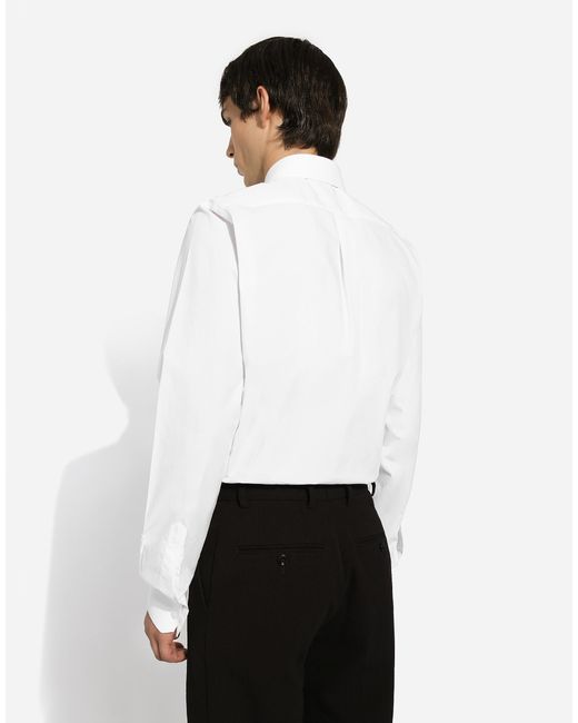 Dolce & Gabbana White Cotton Martini-Fit Shirt for men