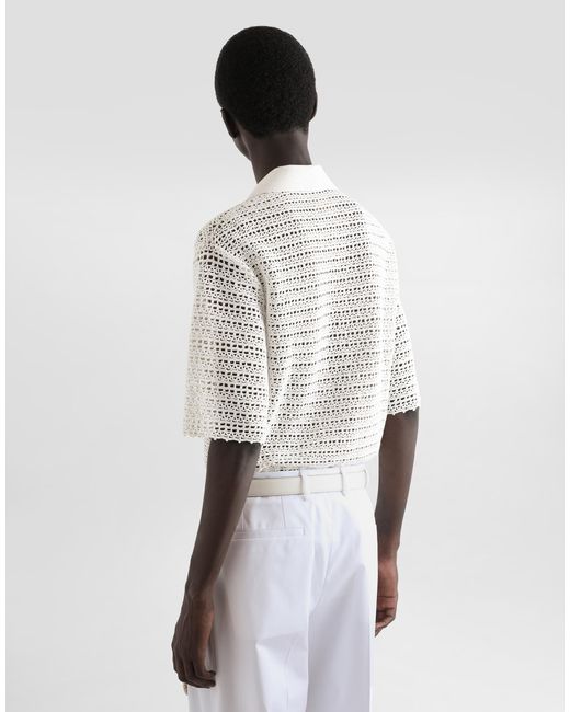 Camisa De Ganchillo De Algodón Hecha A Mano Dolce & Gabbana de hombre de color White