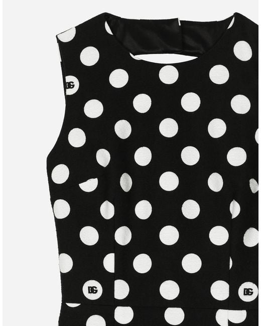 Robe Courte En Brocart De Coton Natté Avec À Pois Dolce & Gabbana en coloris Black
