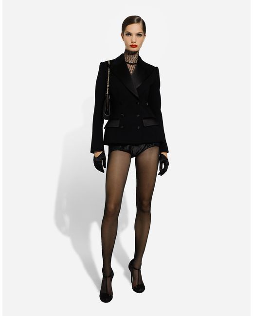 Dolce & Gabbana Black High-Neck Viscose Mesh Blouse