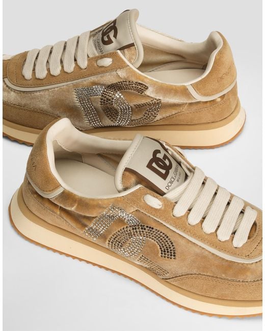 Dolce & Gabbana Natural Mixed-Material Dg Cushion Sneakers