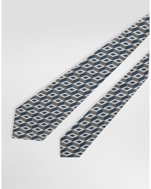 Dolce & Gabbana White Diamond-Shaped Jacquard Tie for men
