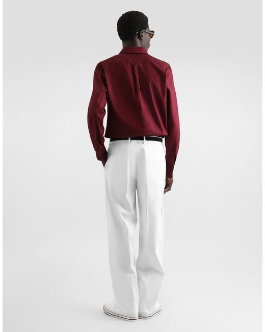 Dolce & Gabbana Red Logo-Print Martini Poplin Shirt for men