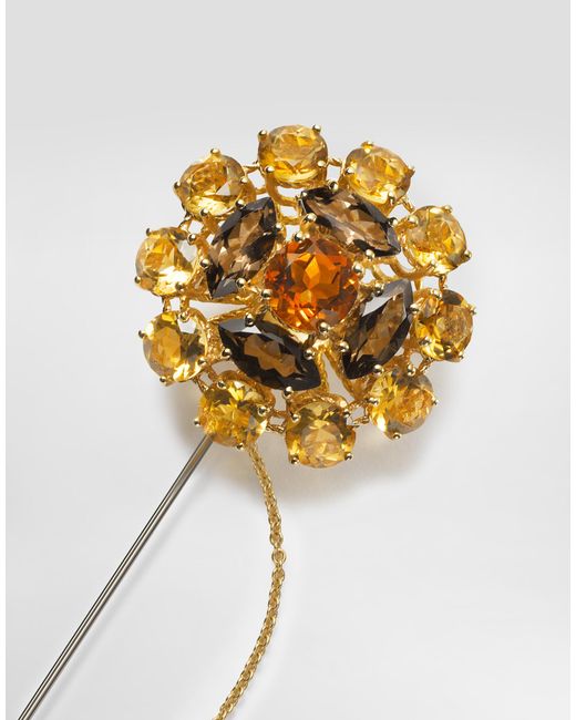Dolce & Gabbana Sicily Brooch 18-Carat And, Madera Quartz, Smoky Quartz And Citrines in White für Herren
