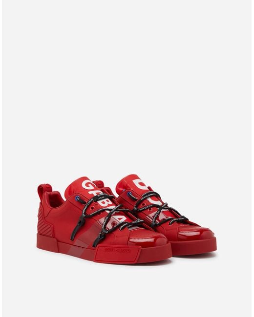 Dolce & Gabbana Portofino Sneakers In Calfskin And Patent Leather in ...