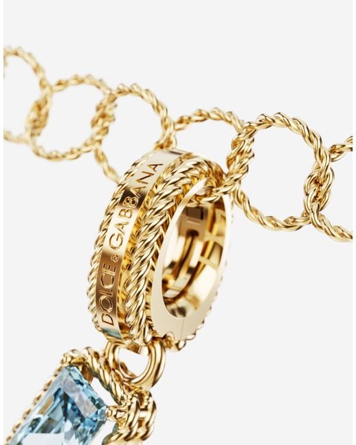 Dolce & Gabbana White Charm U Lettering 18Kt And Multicolored Gems