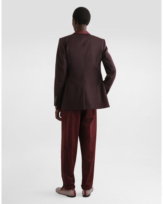 Dolce & Gabbana Langarmhemd Mit V-Ausschnitt Aus Leinenstoff in Purple für Herren