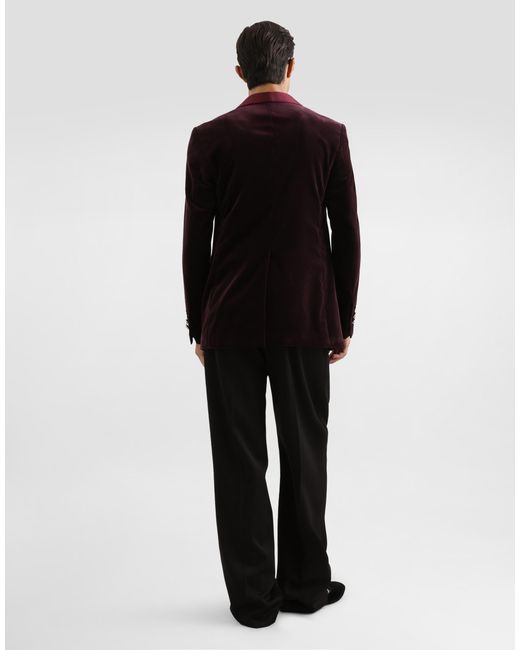 Dolce & Gabbana Purple Velvet Embellished Tuxedo Jacket for men