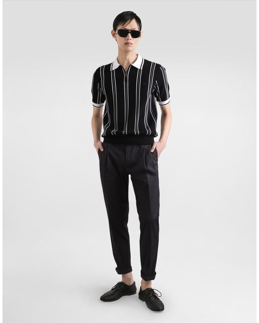 Dolce & Gabbana メンズ ブラック コットンニット ポロシャツ 【公式通販】