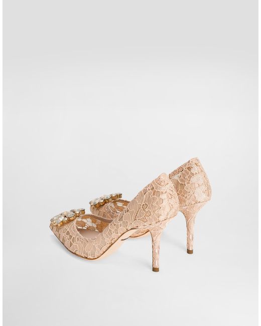 Dolce & Gabbana White Lace Pumps With Brooch Detailing