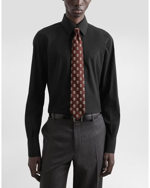 Dolce & Gabbana Jacquard Tie With Heraldic Shields in White für Herren