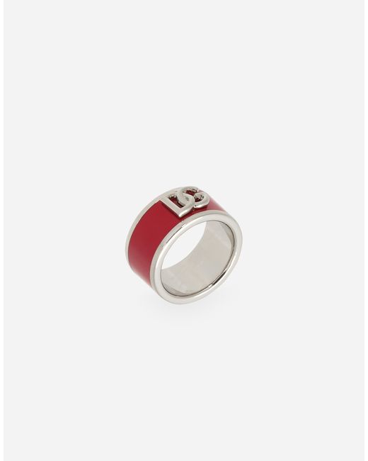 Dolce & Gabbana Pink Ring Aus Emaille Mit Dg-Logo