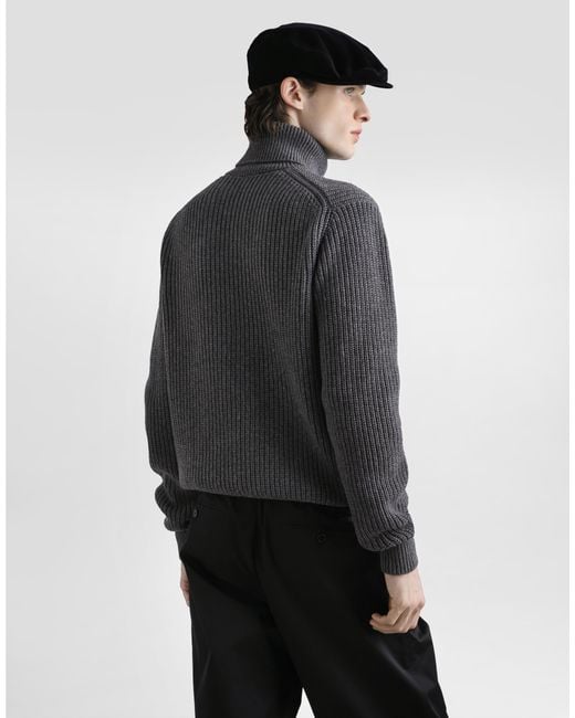 メンズ Dolce & Gabbana Wool Turtleneck With Embroidery Black