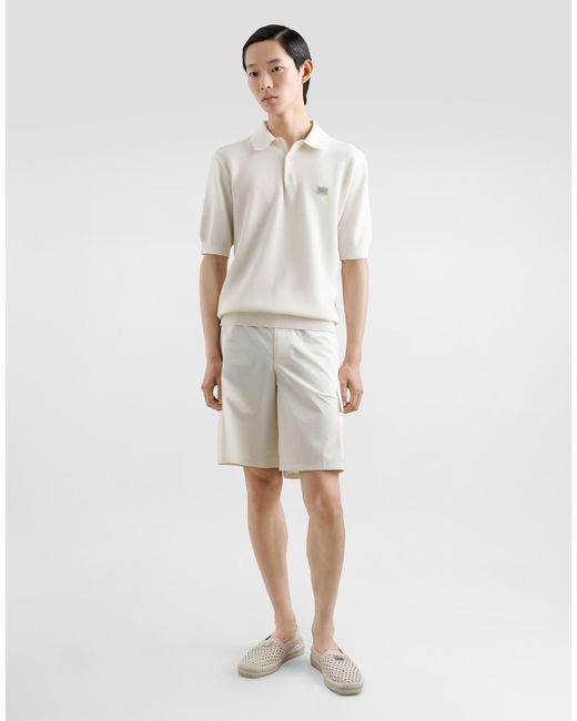 Dolce & Gabbana Natural Cotton Polo-Shirt With Logo Tag for men