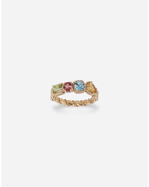 Dolce & Gabbana Metallic Ring 18-Carat And Multicolored Gems