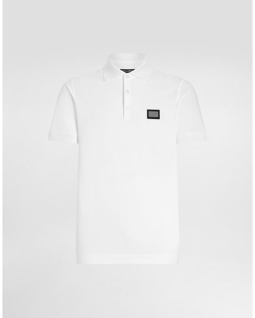 Dolce & Gabbana White Cotton-Pique Polo Shirt for men