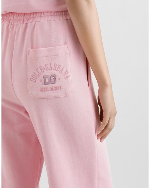 Dolce & Gabbana Pink Jersey Jogging Pants With Dg Logo Embroidery