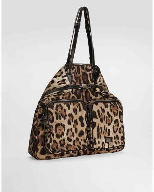 Dolce & Gabbana Multicolor Leopard- Nylon Bag for men