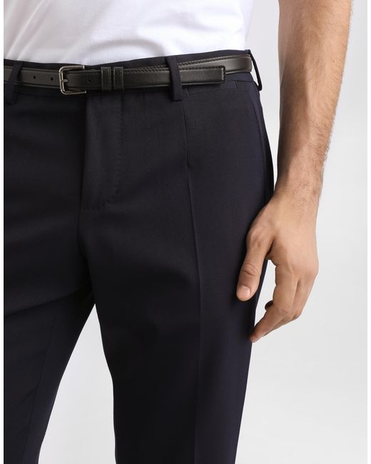 Dolce & Gabbana Bi-Stretch Wool Canvas Trousers in Blue für Herren