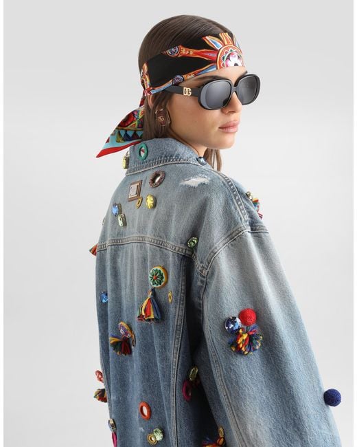 Dolce & Gabbana Blue Denim Jacket With Applications