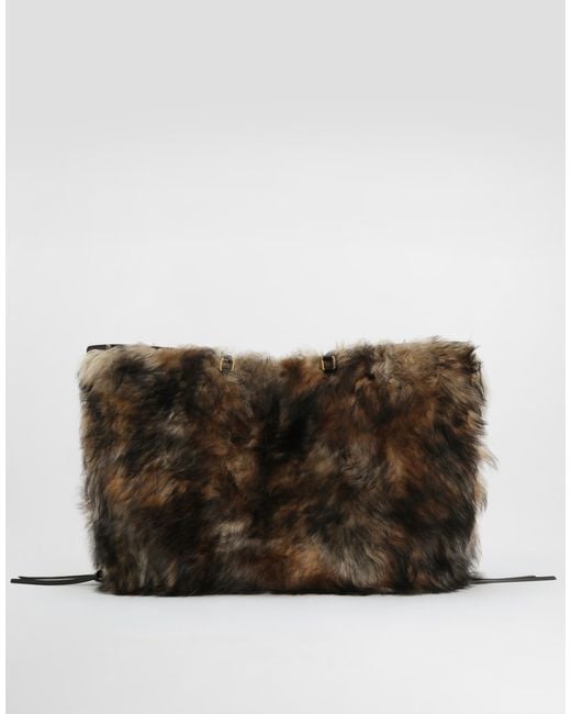 Dolce & Gabbana Atene Shopping Bag With Fur Multicolor
