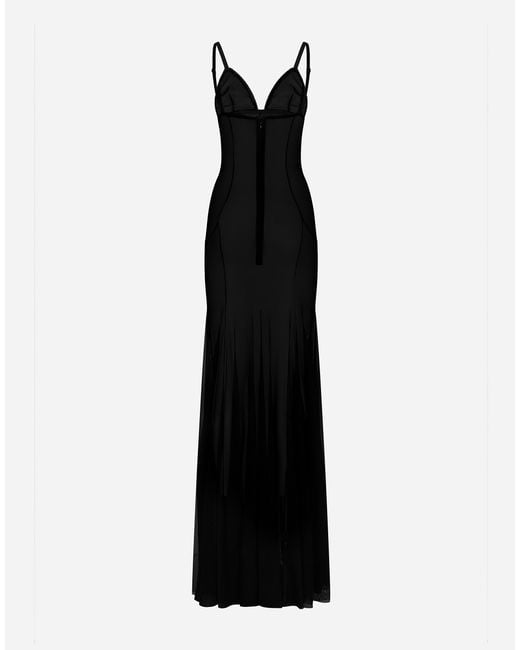 Dolce & Gabbana Black Long Tulle Slip Dress