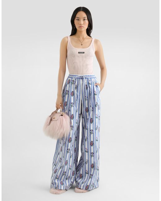 Dolce & Gabbana Pink Ribbed Tank Top