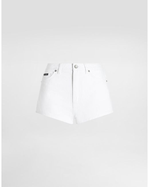 Dolce & Gabbana White Logo-Plaque Shorts