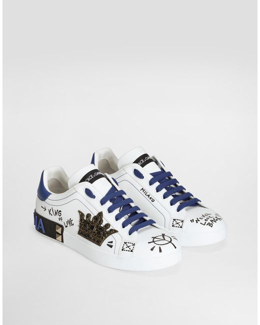 Dolce & Gabbana White Portofino Leather Sneakers for men