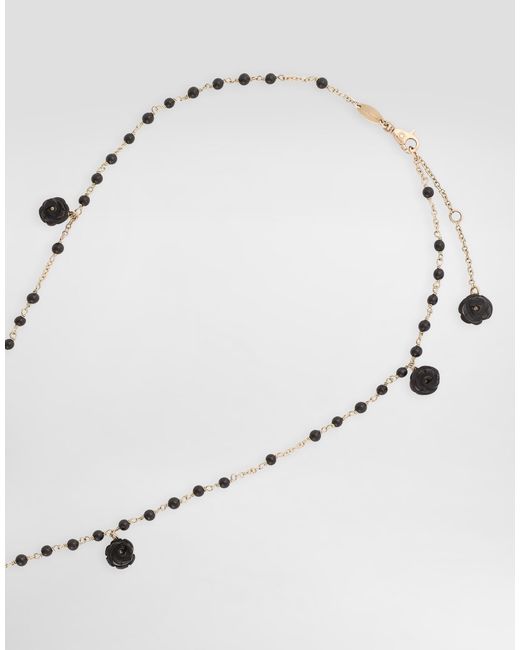 Dolce & Gabbana White Devotion Rosary Necklace With Oval Sapphires