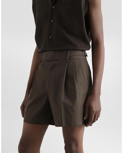 Dolce & Gabbana Kurze Bermudas Mit Doppelter Bundfalte Aus Baumwollgabardine in White für Herren