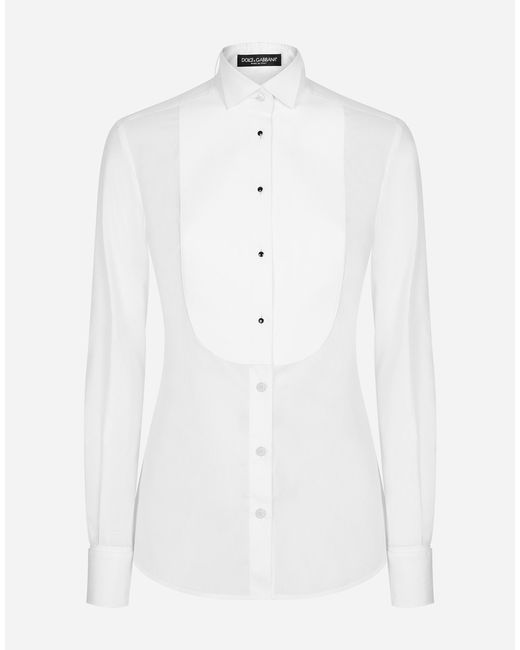 Dolce & Gabbana ピケ フロント コットンポプリン シャツ White