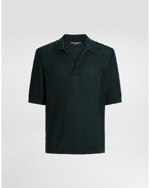 Dolce & Gabbana Black Wool Polo Shirt for men