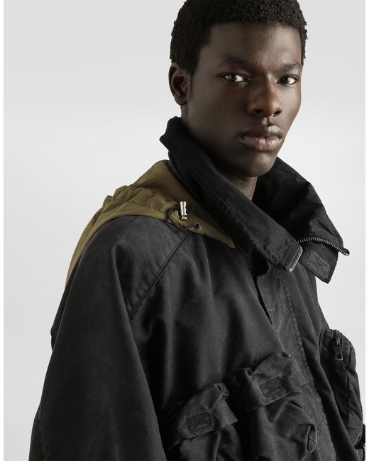 Dolce & Gabbana Black Waxed Natté Bomber Jacket for men