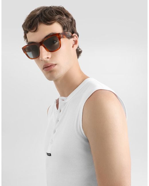 Dolce & Gabbana White Cotton Serafino T-Shirt for men