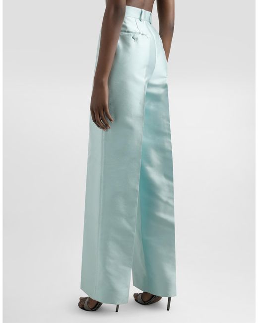 Dolce & Gabbana Shantung Silk Trousers Blue