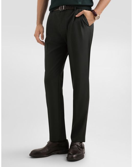 Dolce & Gabbana Black Virgin Wool Trousers for men