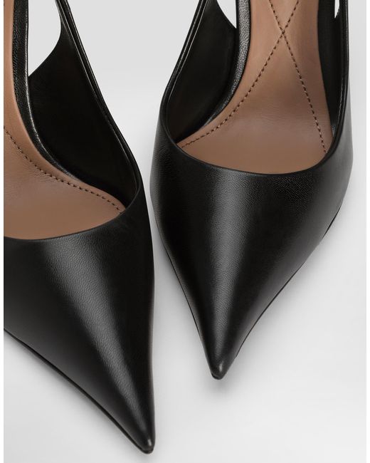 Dolce & Gabbana White Polished Goatskin Slingbacks