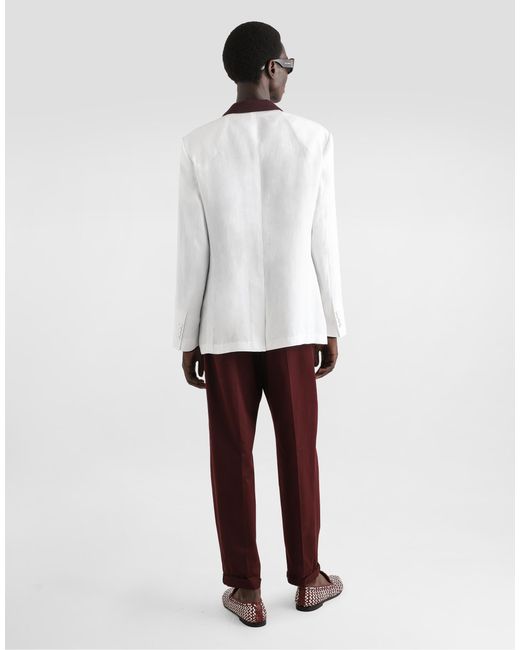 Dolce & Gabbana White Single-Breasted Cotton Jacket for men