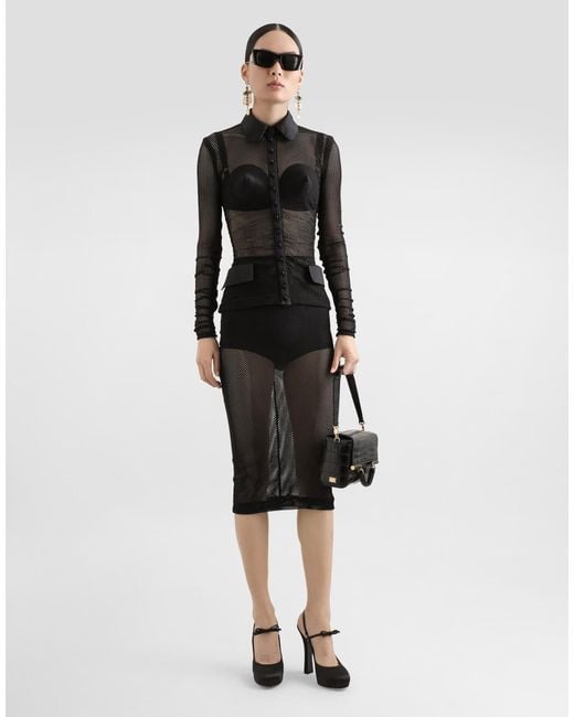 Dolce & Gabbana Black Mesh Shirt Jacket