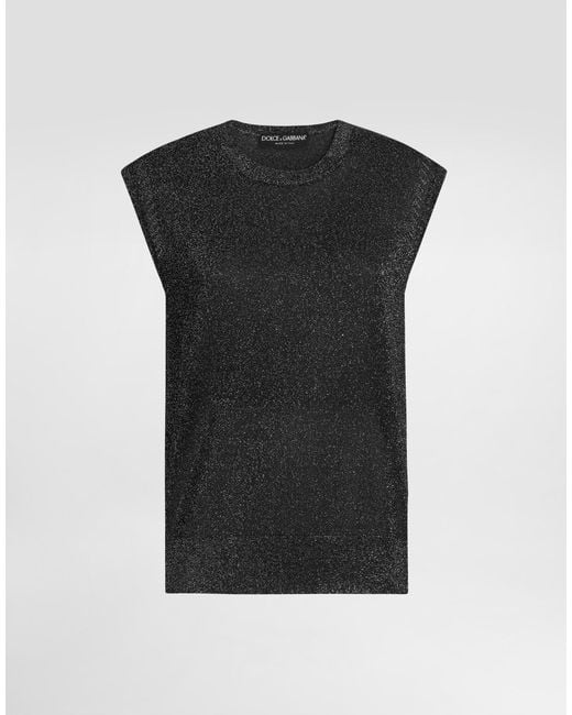Dolce & Gabbana Black Metallic Knit Tank Top