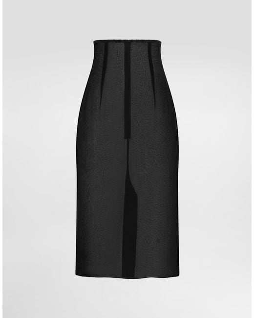 Dolce & Gabbana Black Chiffon Voile Calf-Length Skirt