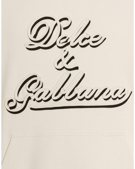 Dolce & Gabbana Natural Jersey Hoodie With Embroidery for men