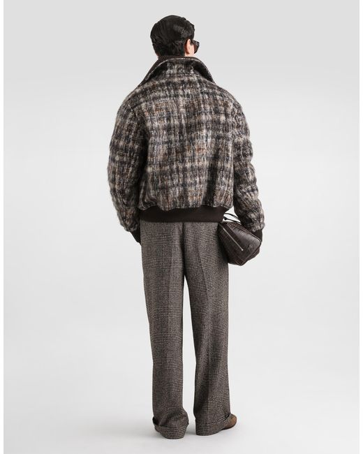 Dolce & Gabbana Gray Wide-Leg Plaid Trousers for men