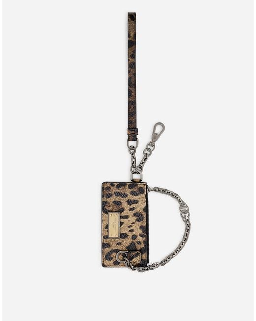 メンズ Dolce & Gabbana カードホルダー Dauphineカーフスキン レオパードプリント White