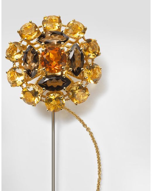 Dolce & Gabbana White Sicily Brooch 18-Carat And, Madera Quartz, Smoky Quartz And Citrines for men
