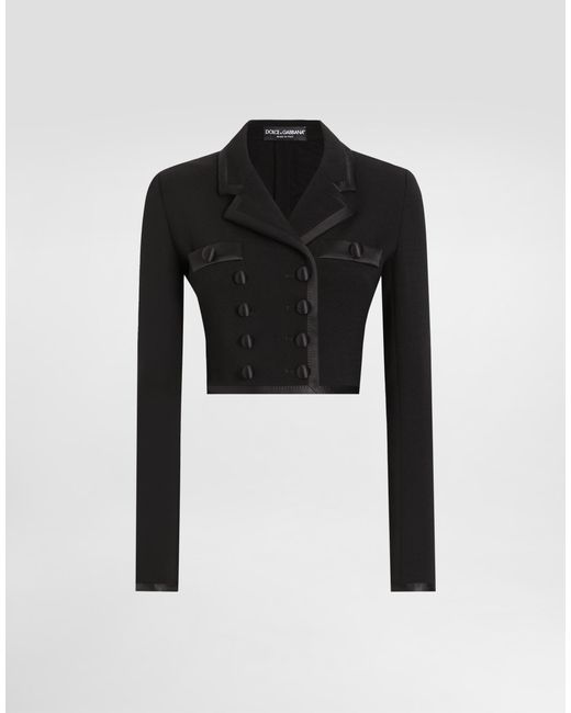 Dolce & Gabbana Black Short Double-Breasted Wool Crepe Jacket