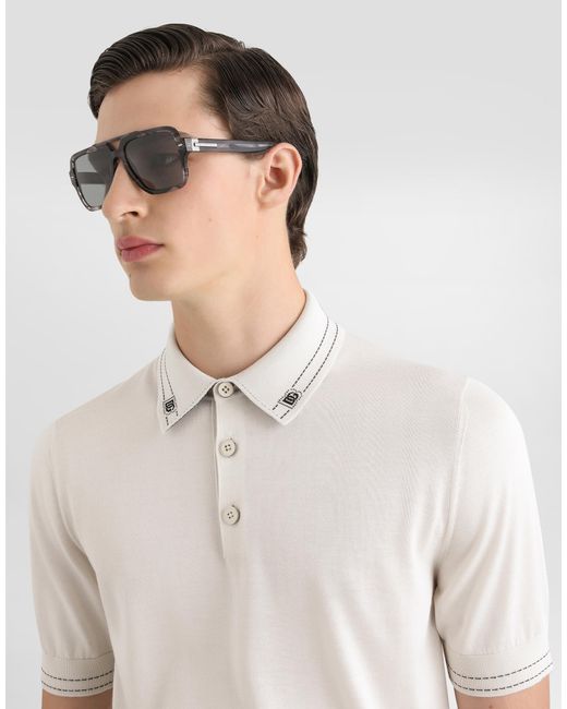 Dolce & Gabbana White Silk Polo Shirt for men