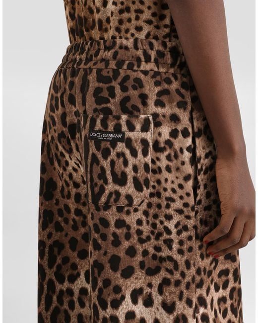 Dolce & Gabbana Brown Leo- Fleece Trousers�